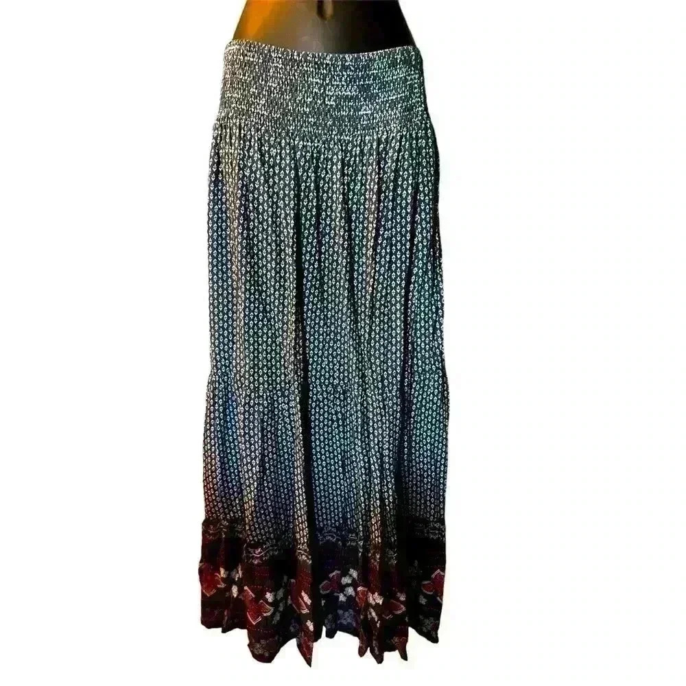 Miami a.m. Classic Country Full Length Skirt Womens Sz M Elastic Waist NWT